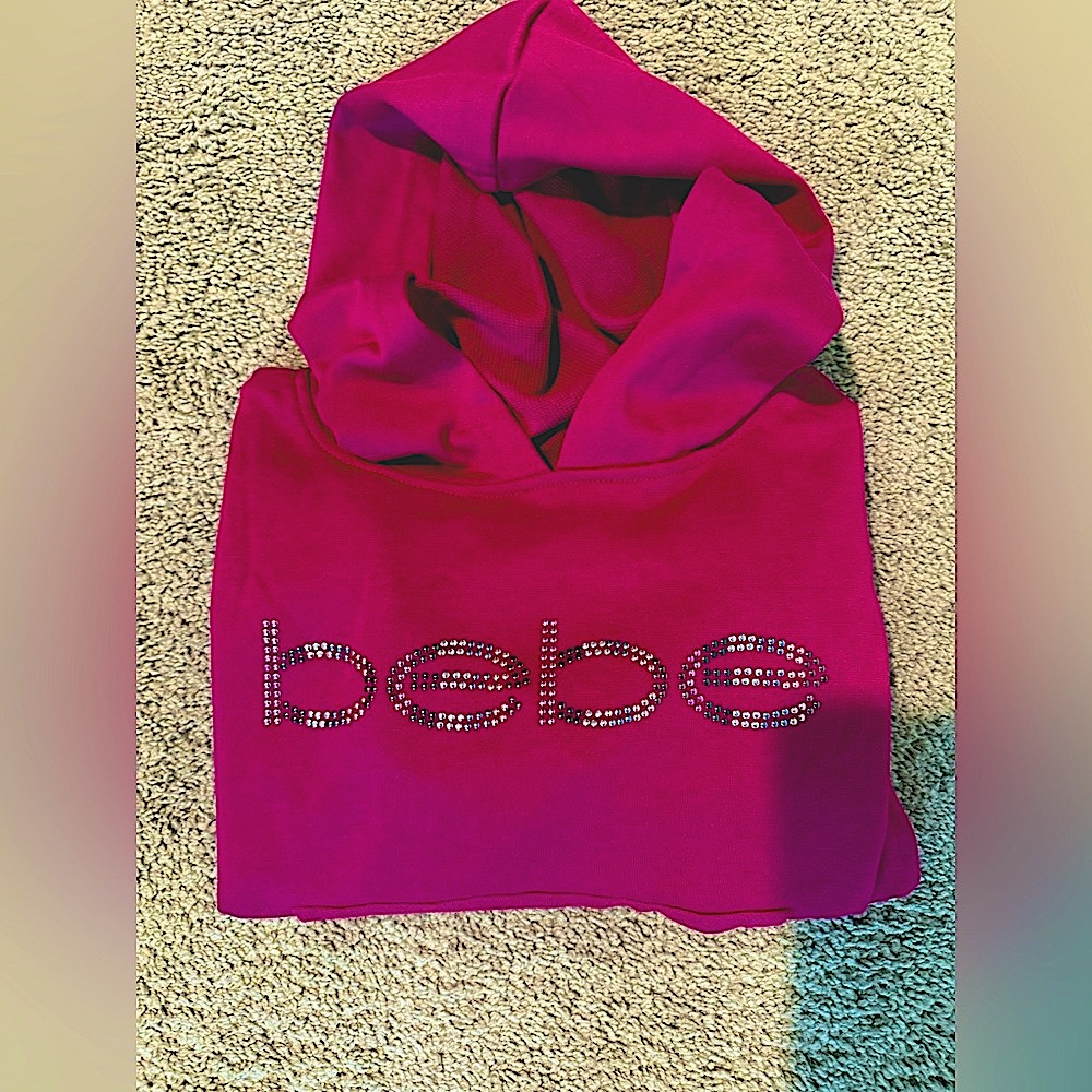 size s 2000's bebe hot pink rhinestone hoodie